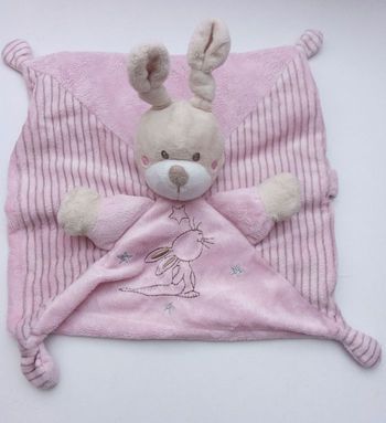 Doudou mouchoir fille motif chien Kiabi, rose, rayure, broderie , rayures 