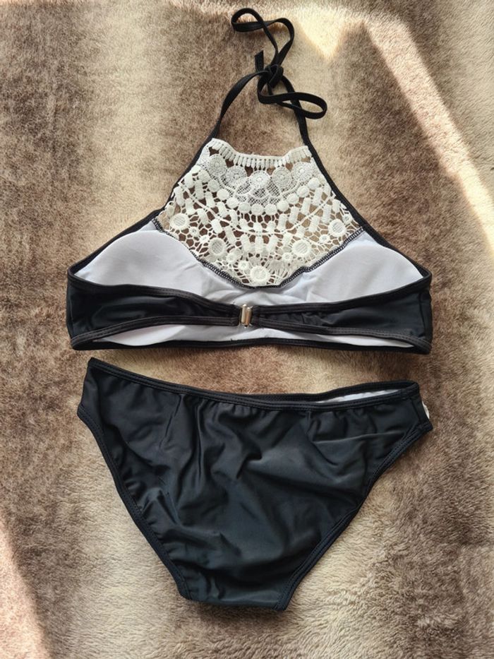 Bikini noir 2 pièces brodé - photo numéro 2