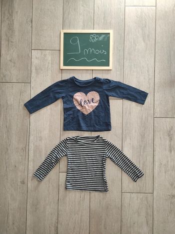 Lot de 2 t-shirt manches longues 9 mois