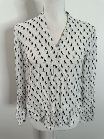 Blouse chats noire et blanche T36 S