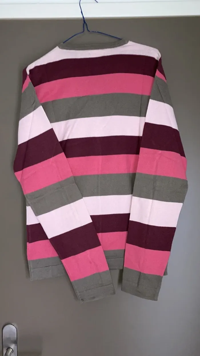 Pull homme rayé 100% peigné col V taille L Celio - photo numéro 4