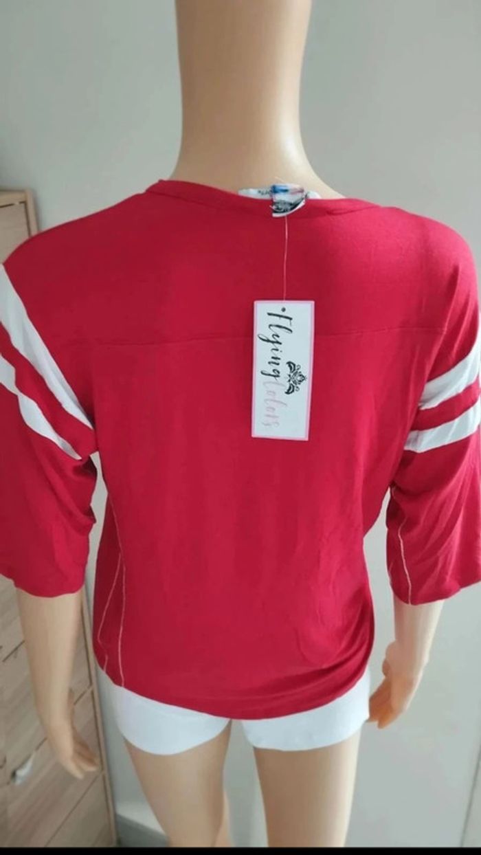 Tee-shirt rouge bandes  blanche  taille  36 femme - photo numéro 6