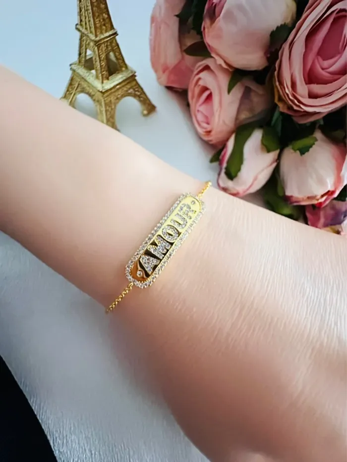 💕Bracelet APM Monaco « amour » doré zircons - photo numéro 8