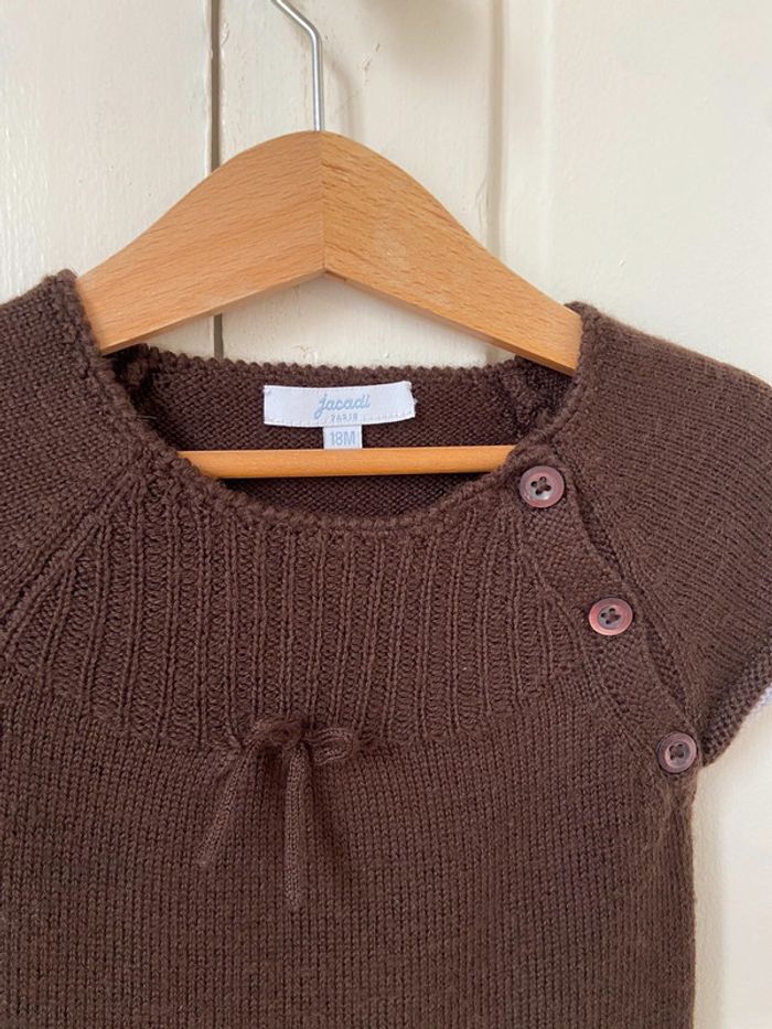 Petite robe en maille manches courtes marron Jacadi 18 mois - photo numéro 5
