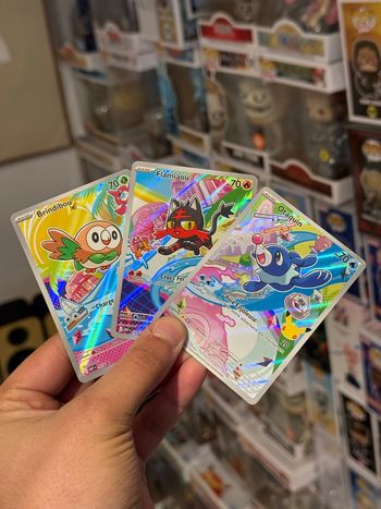 Pokémon Lot de 3 cartes Brindibou, Otaquin et Flamiaou - 30 ans Coffret Partenaire