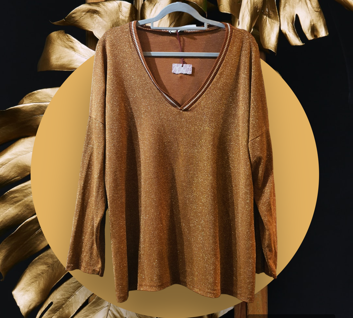 Pull or avec filaments mode col V made in italy