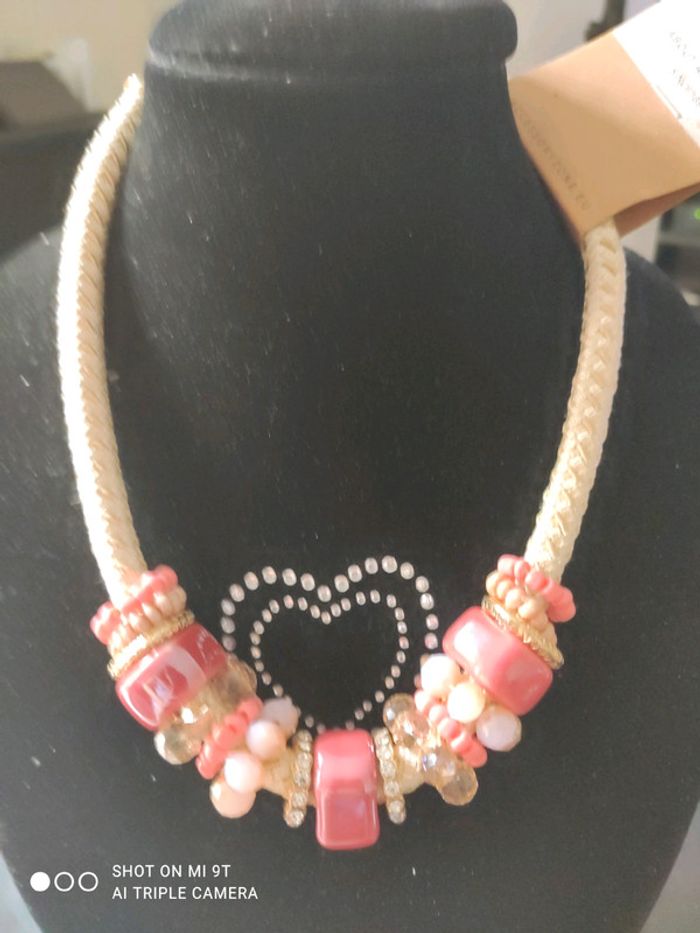 Collier rose corail - photo numéro 2