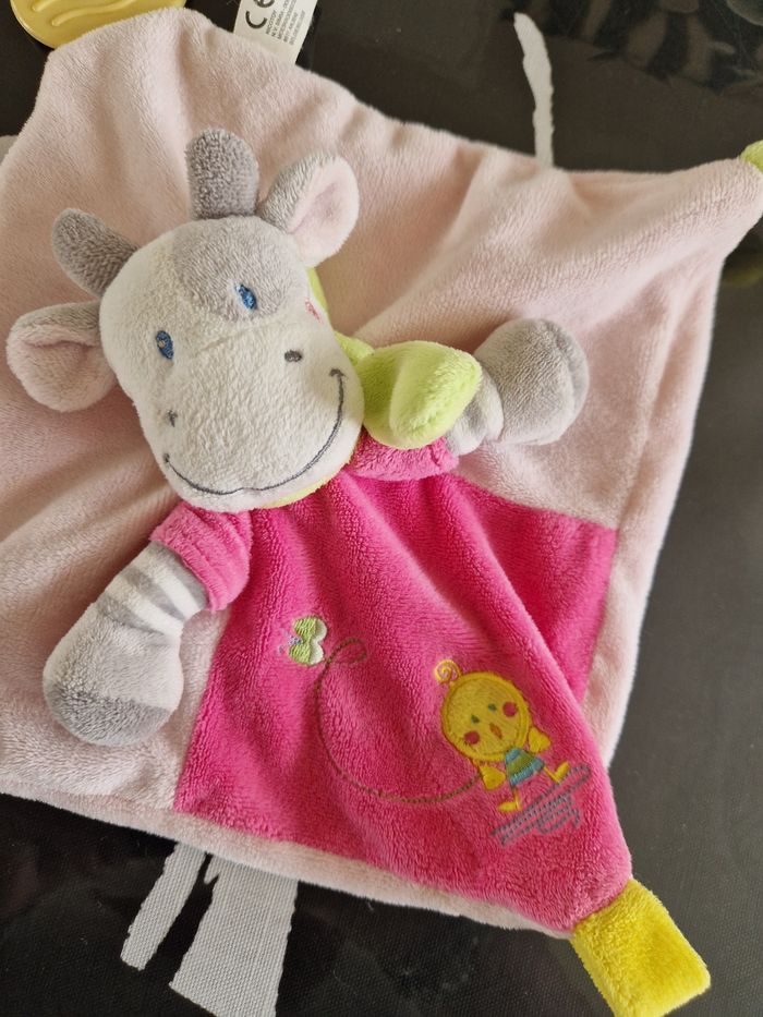 Doudou plat nicotoy girafe rose - photo numéro 2