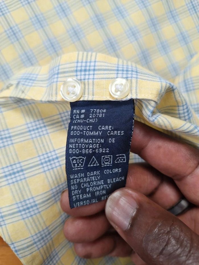 Chemise tommy hilfiger vintage homme jaune a carreaux - taille XL / brodé (499) - photo numéro 7