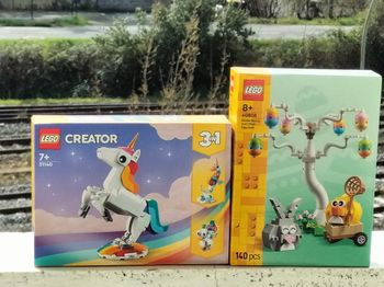 Lego la licorne magique et le lapin de Pâques et la chasse aux œufs 