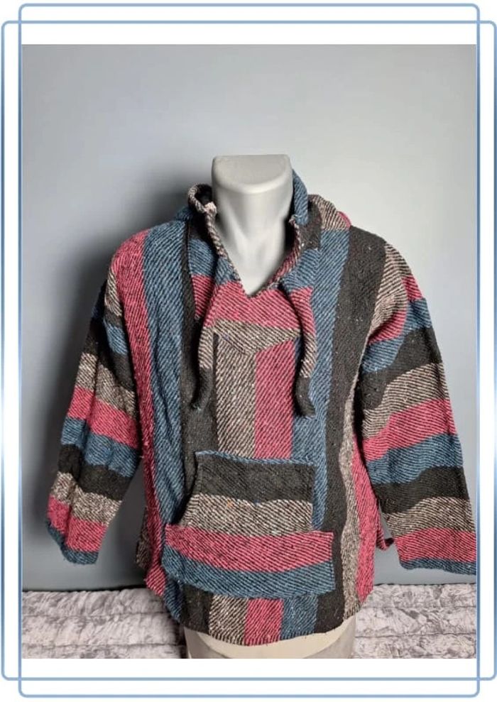 sweat a capuche / Hoodie/baja/poncho véritable mexicain - taille M -  homme / fait main