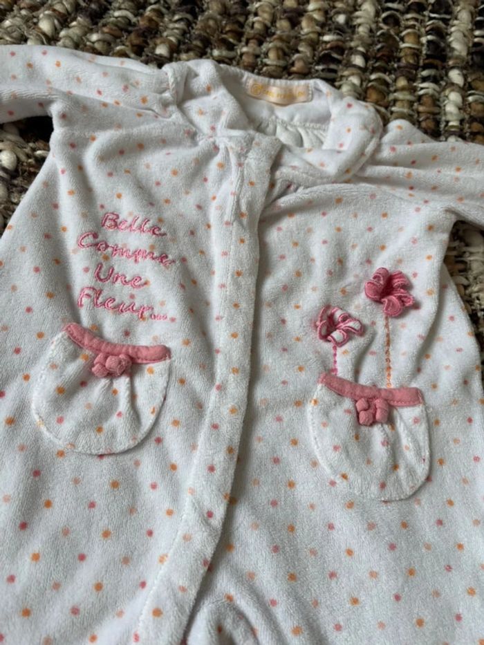 Pyjama fille blanc et rose gemo 9 mois - photo numéro 3