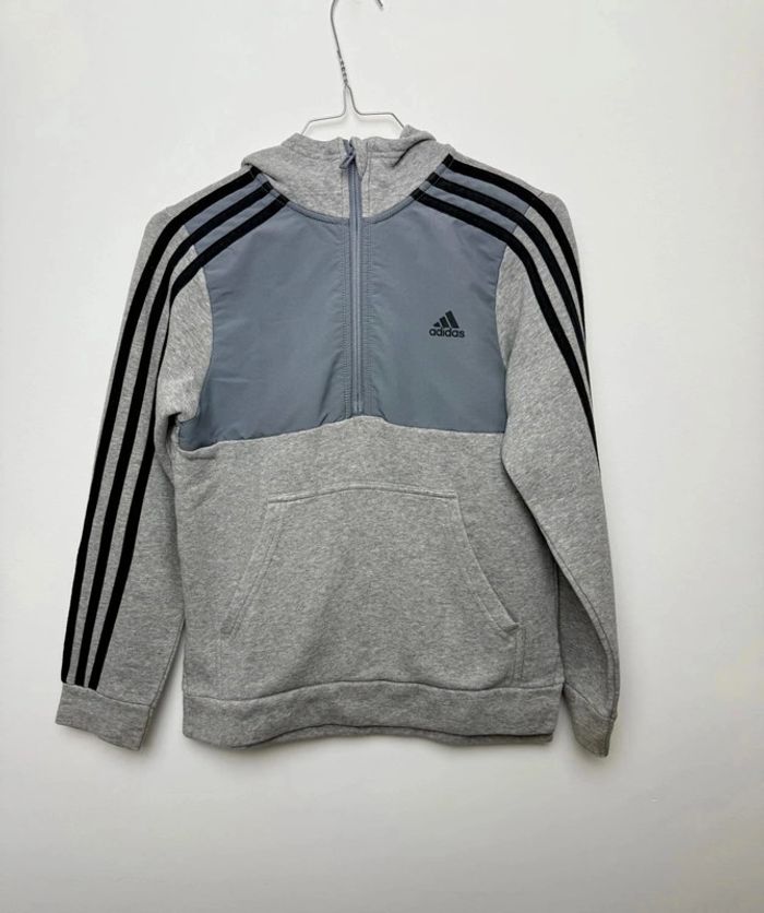 Sweat à capuche Adidas gris garçon taille 11-12 ans