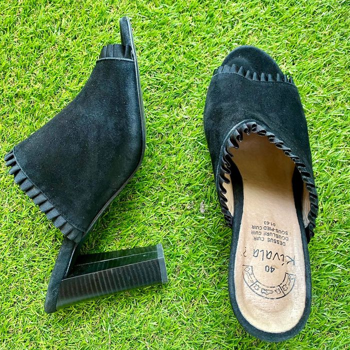 Mules en cuir à talons noires taille 40 - photo numéro 2