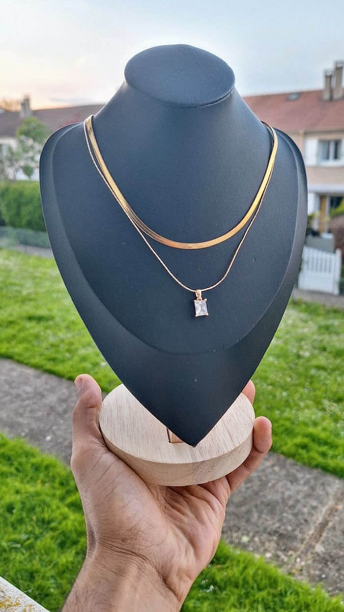 Deux Pièces Collier minnialiste Et Élégantes De Zircon Cubique - photo numéro 2