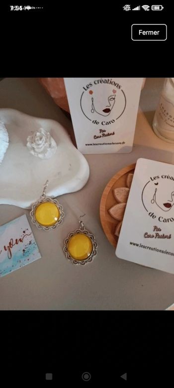 BO Gros cabochon jaune 