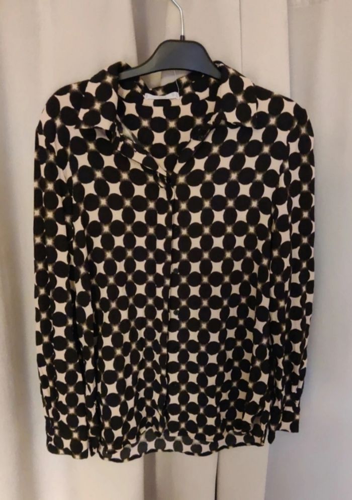 Blouse imprimée noir et beige - photo numéro 4