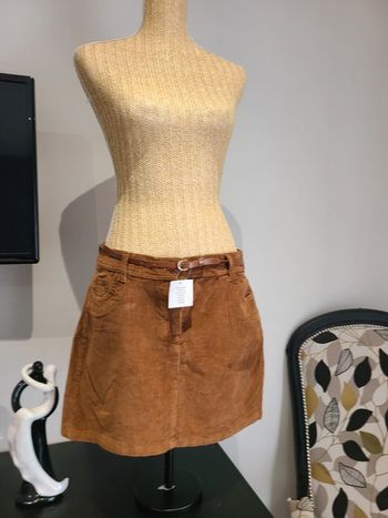 Jupe neuve velour marron