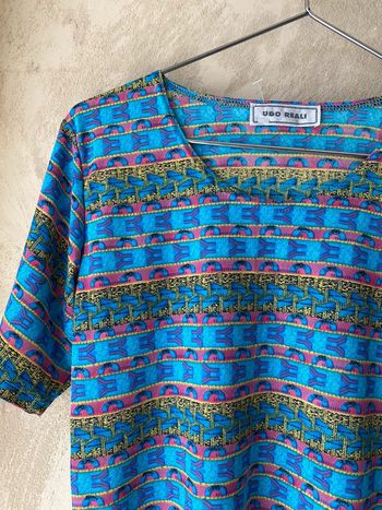 T-shirt à motifs multicolores vintage Ugo Reali S/M