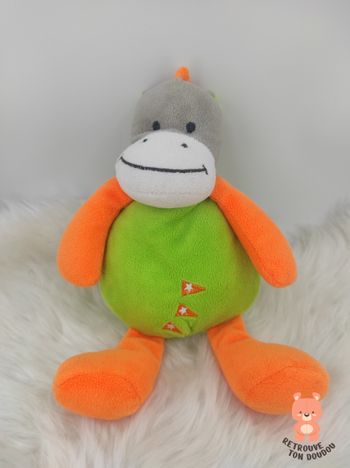 Doudou âne orange et vert U Tout Petits