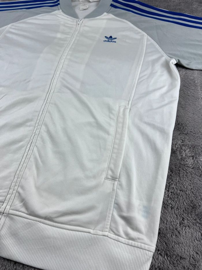 Veste vintage Adidas logo brodé 2006 blanche grise et bleu marine Taille L - photo numéro 11