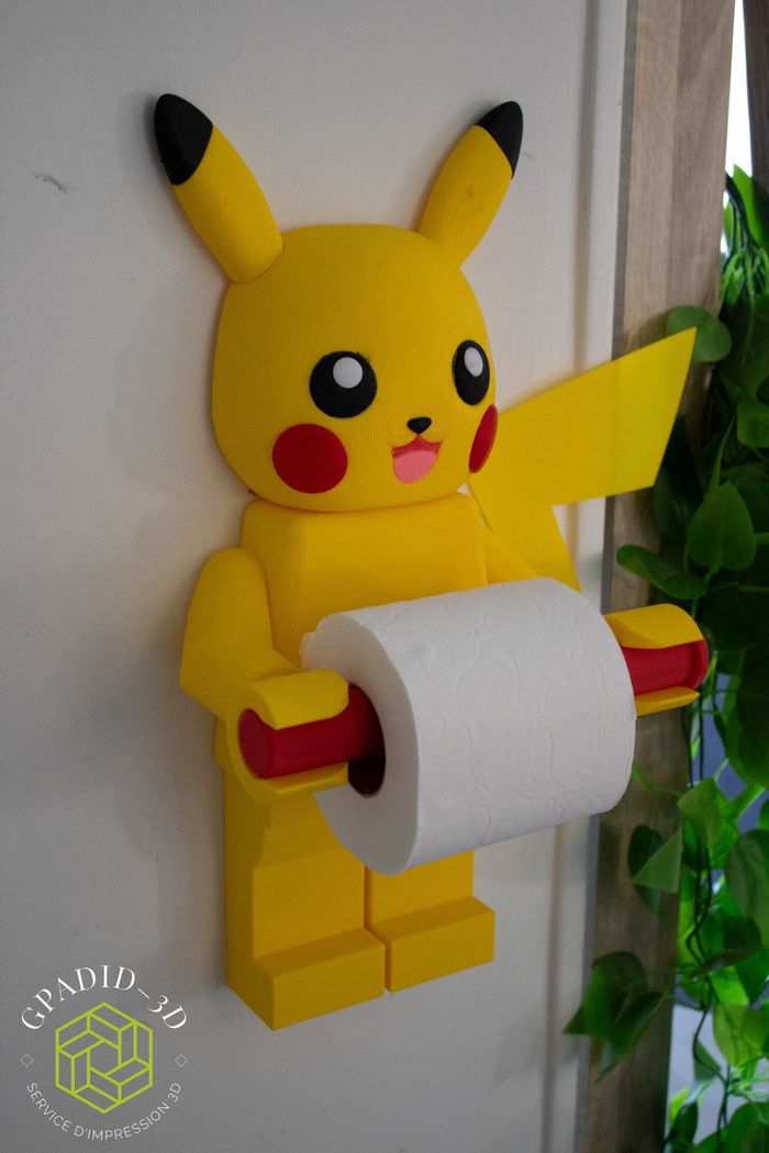 Dévidoir de papier toilette ou simple décoration murale dans un style lego  pikachu