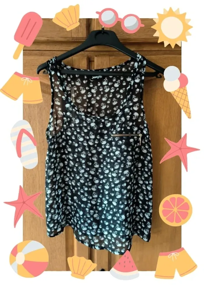 Top débardeur fluide et transparent skull têtes de mort 36