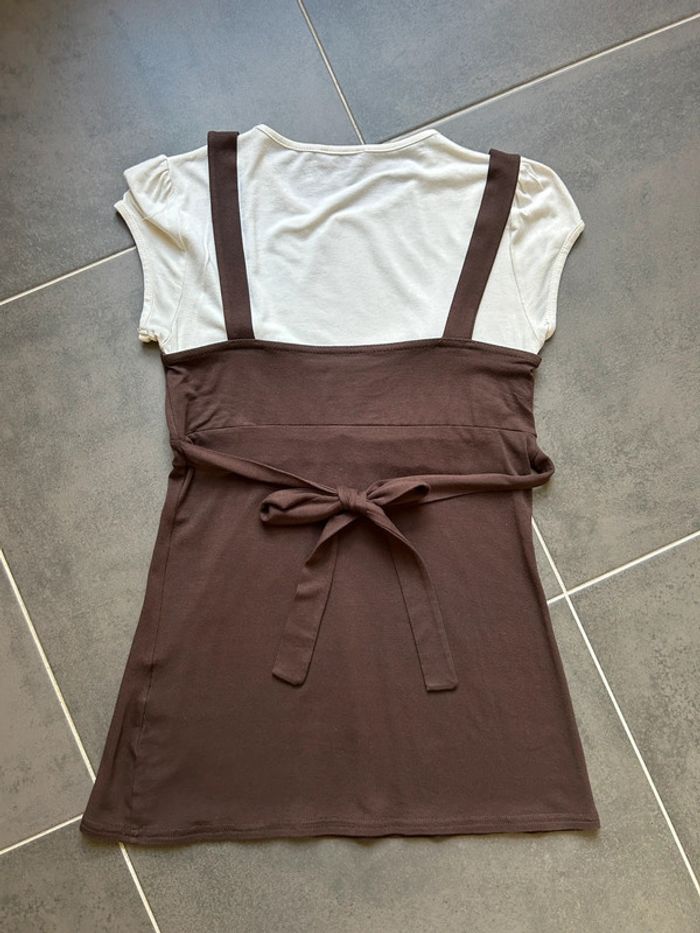 T-shirt manches courtes 2 en 1 crème marron femme pimkie - photo numéro 6