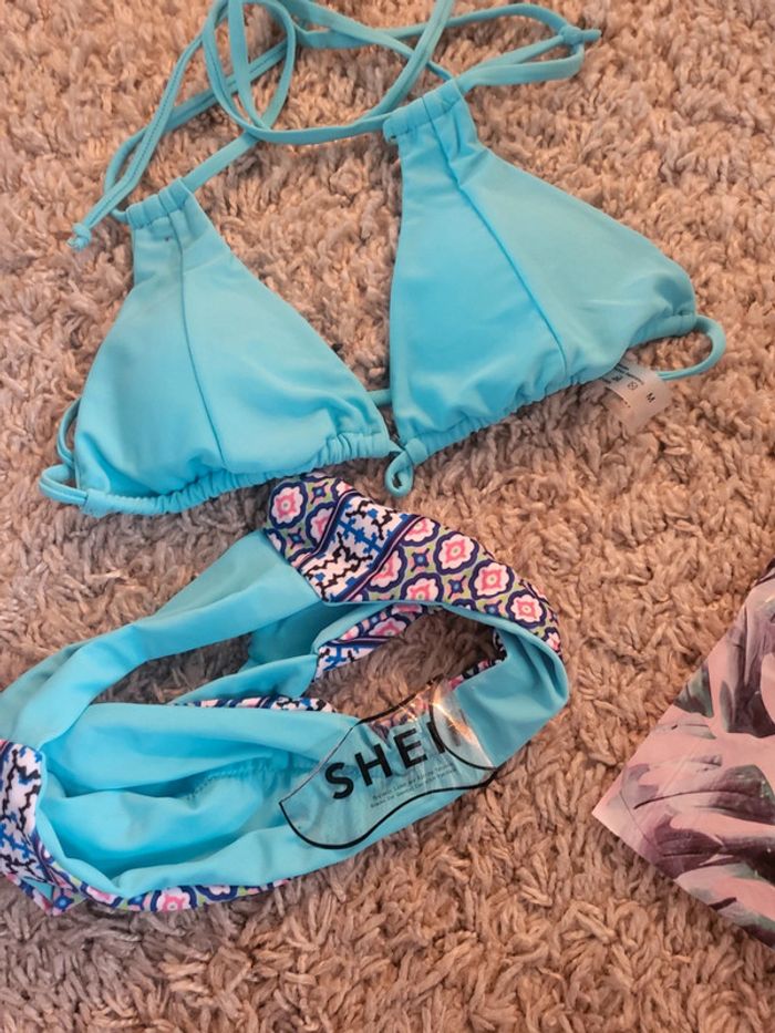 Magnifique bikini bleu taille m neuf dans son emballage d'origine shein - photo numéro 2