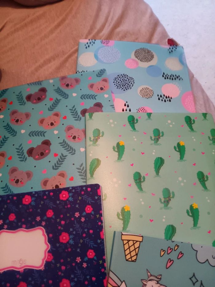 Lot cahier taille A4  ligne ou petits carreaux couverture plastique - photo numéro 2