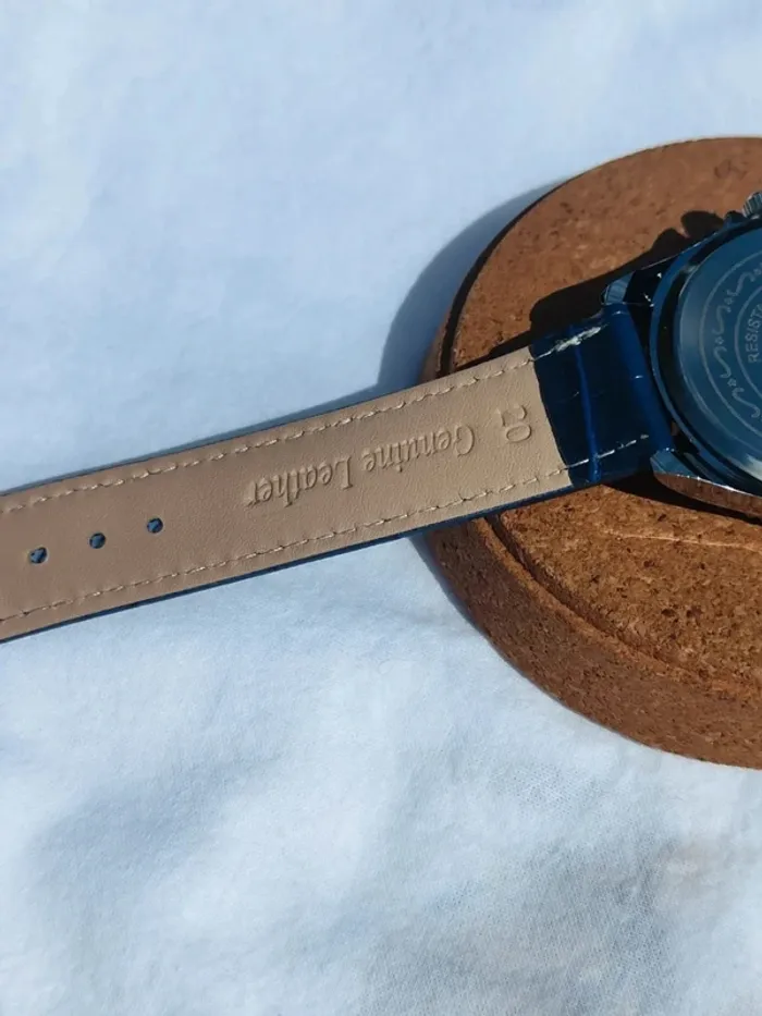 Montre bleue intégrale, heure et date, men - photo numéro 6
