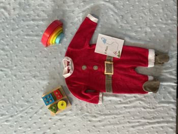pyjama grenouillère en velours rouge de Noël 6 mois