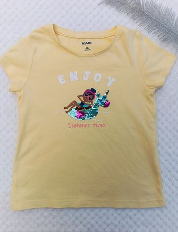 🔸T-shirt Jaune Kiabi 4 ans Licorne Réversible🔸