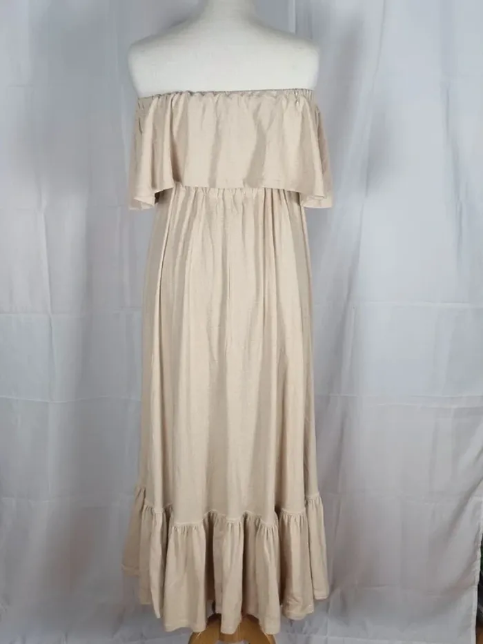 Robe longue bohème Sable 100% coton volant, ouverture dos Free People XS/34 aussi 36 - photo numéro 7