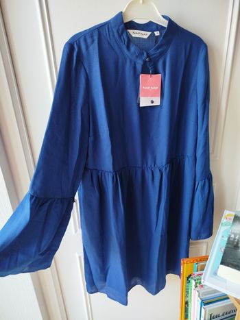 Robe tunique blouse fluide manches longues femme bleu roi bleu intense (Naf Naf)