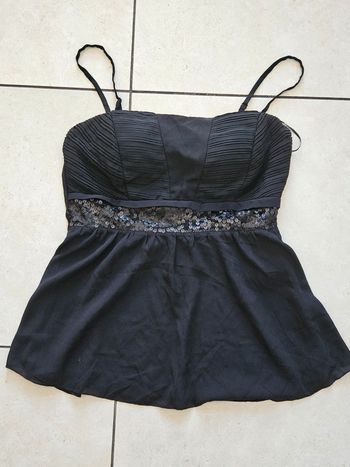Top mousseline et sequins noir Jaqueline Riu
