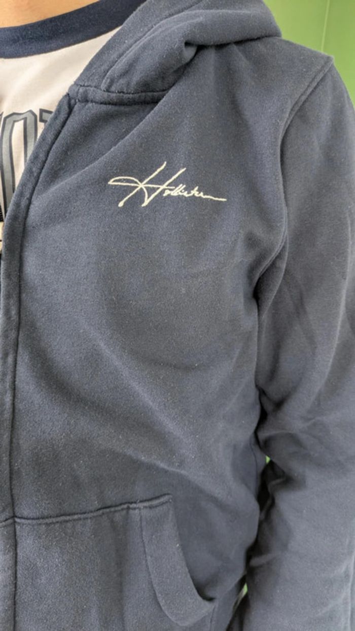 Veste/Sweat à capuche avec zip Hollister bleu marine - photo numéro 2
