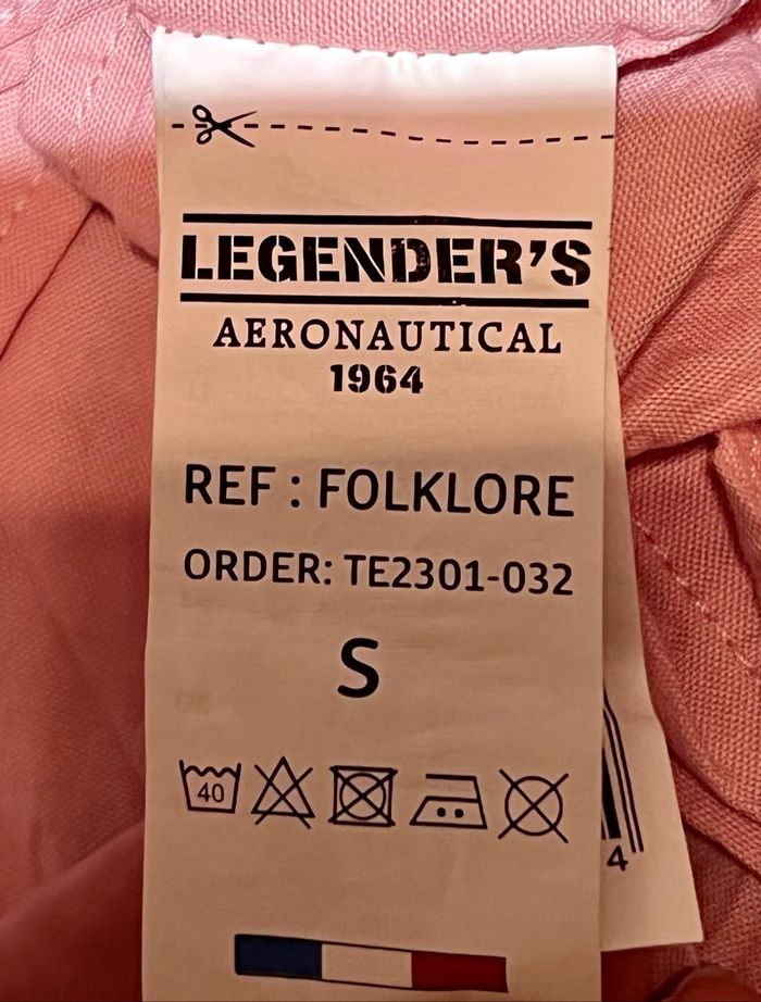Chemise rose manches courtes LEGENDER'S AERONAUTICAL 1964 taille S 100% coton en parfait état. - photo numéro 3