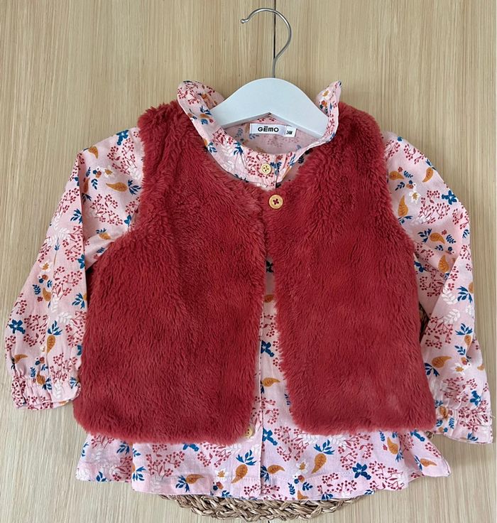 Ensemble chemise et gilet fourrure Gémo