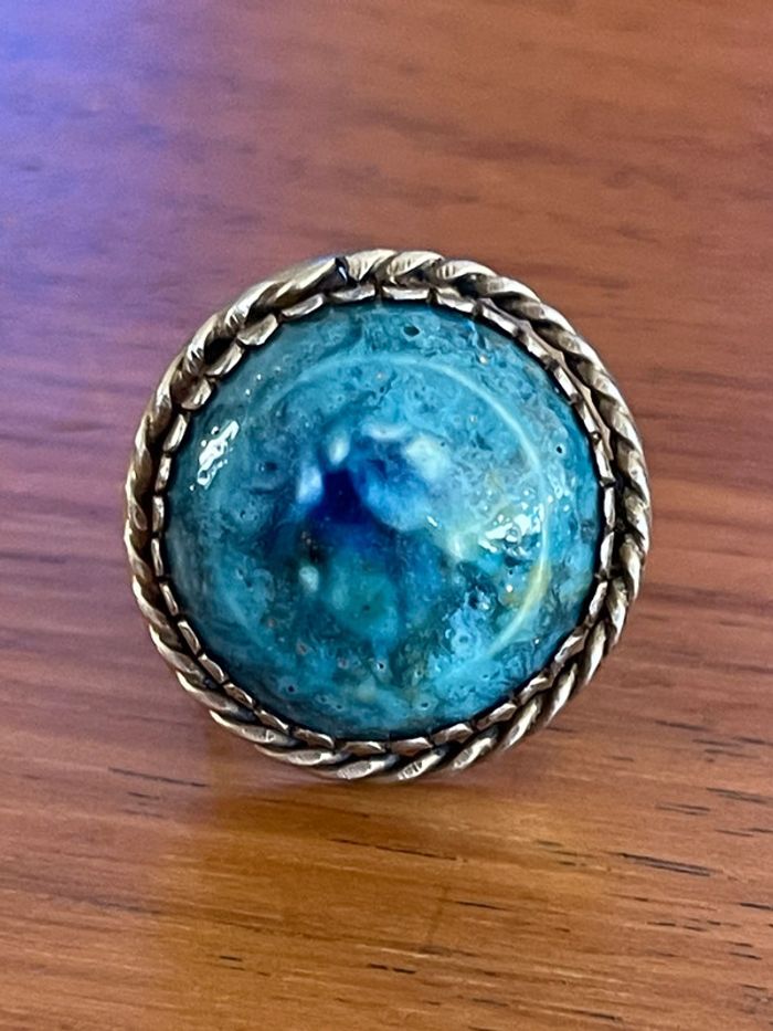 Grosse bague cabochon en argent étranger TDD 52 - photo numéro 3