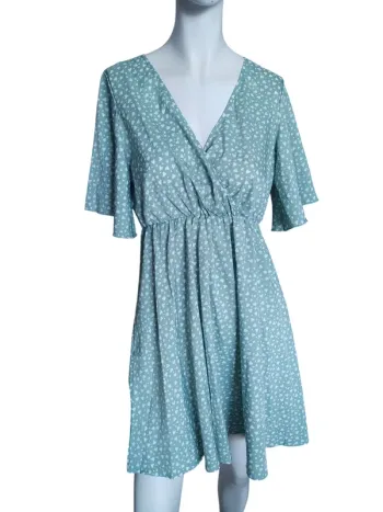 Robe dress mini printemps été spring summer cœur heart vert d'eau Shein love date wedding mariage