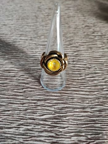 Bague bohm réglable - pierre jaune
