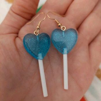 Boucle d'oreille sucette bleu