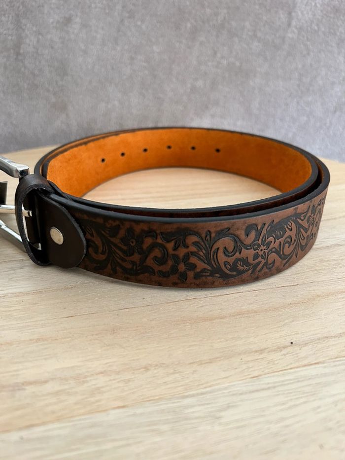 Ceinture en cuir marron taille 105 cm - photo numéro 2