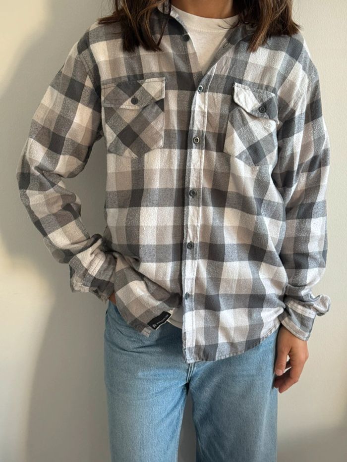 Chemise / Surchemise vintage Shout House en coton taille M couleur grise & blanche.