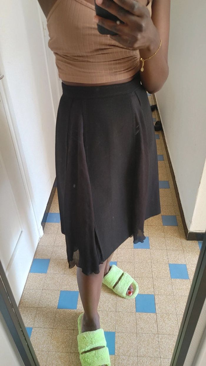 Jupe transparent en laine et soie taille haute - photo numéro 2