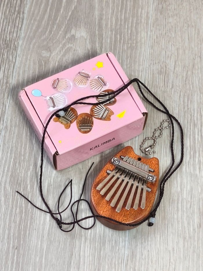 Instrument de musique Kalimba en bois 8 touches en tête de chat - photo numéro 7