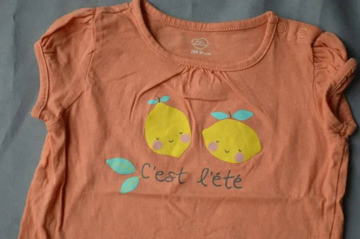 T-shirt Fille Mots d'enfants Orange Citrons 24-36 mois - photo numéro 2