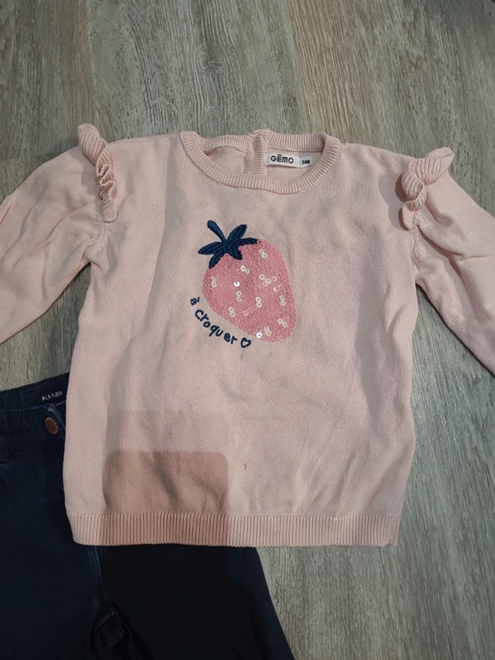 Jean et pull rose à paillettes - photo numéro 2