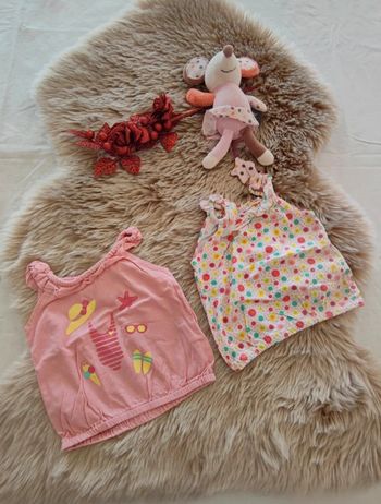 Lot 2 debardeurs rose in extenso 6 mois